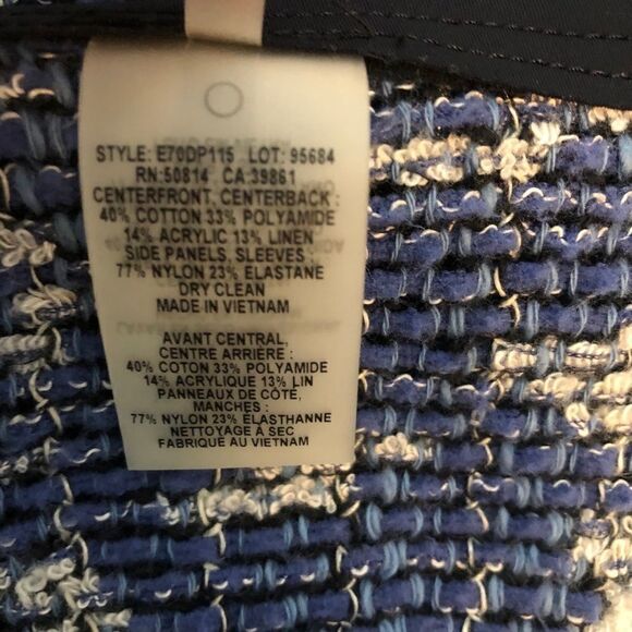 Elie Tahari Navy Blue Claire Tweed Open Jacket M - Picture 8 of 8